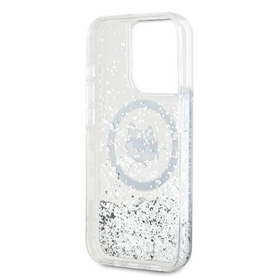 6. Karl Lagerfeld Liquid Glitter Choupette Head MagSafe Hülle für iPhone 13 Pro / 13 – transparent