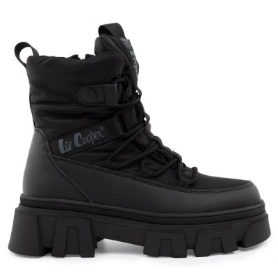 Lee Cooper Damen-Winterstiefel, schwarz, gefüttert, Stiefeletten mit Reißverschluss