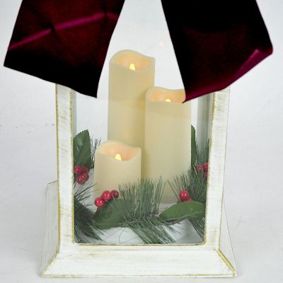 3. LED-ADVENTSLATERNE 49 CM WEISS 3 KERZEN