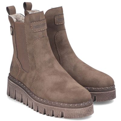 4. Bequeme beige Damen-Stiefeletten mit Keilabsatz Rieker Z8960-25