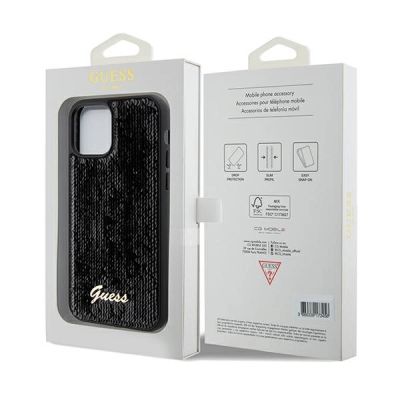 8. Guess Pailletten Script Metallhülle für iPhone 12/12 Pro – Schwarz