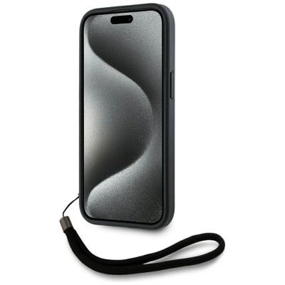 4. Karl Lagerfeld Saffiano Athleisure Stripes Cord iPhone 15 Hülle - Rot