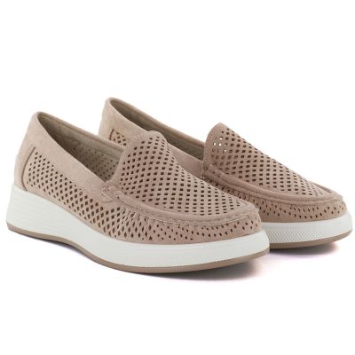 4. Sergio Leone MK097H Damen-Plateauschuhe mit durchbrochenem Muster in Nude