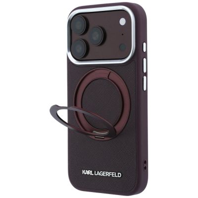 2. Karl Lagerfeld Ring Stand 360 Saffiano Classic Logo MagSafe Hülle für iPhone 18 Pro Max / 17 Pro Max - bordeauxrot