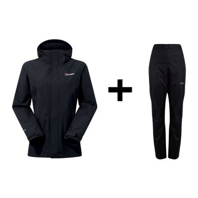 Berghaus Hillwalker IA Shelljacke, Größe S, Schwarz + Berghaus Deluge 2.0 Hose, Größe S, Schwarz