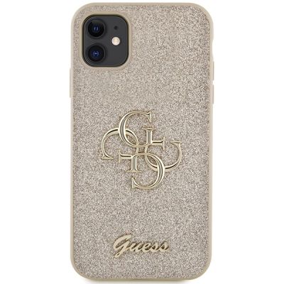 3. Guess GUHCN61HG4SGD Hülle für iPhone 11 / Xr – Gold Glitter Script Big 4G