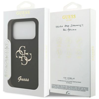 8. Guess Silikonhülle mit großem 4G-Schriftzug für iPhone 17 Pro – Schwarz