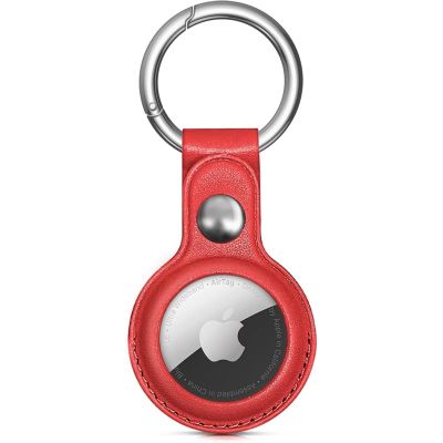 7. Apple AirTag PU Lederhülle - Schwarz, Braun, Rot, Blau - 4 Stück