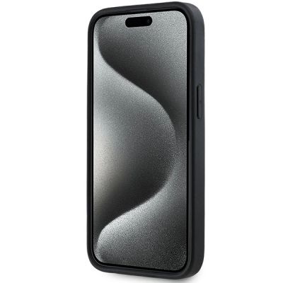 5. DKNY 3D Rubber Repeat Pattern Hülle für iPhone 15 / 14 / 13 – Schwarz