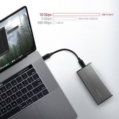 7. AXAGON EEM2-SG2 RAW BOX Externes Gehäuse für M.2-SSD, USB-C 3.2 Gen 2 – silber