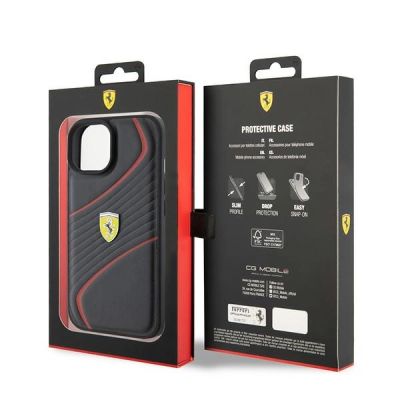 8. Ferrari FEHCP15SPTWK iPhone 15 6,1" schwarz/schwarzes Hardcase Twist Metal Logo