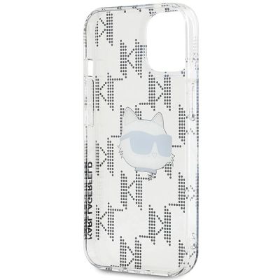 7. Karl Lagerfeld IML Choupette Head & Monogram Hülle für iPhone 15 / 14 / 13 – transparent