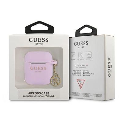 3. Guess GUA2LSC4EU AirPods 1/2-Abdeckung lila/lila Silikon-Charm 4G-Kollektion