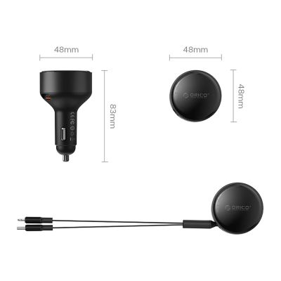 2. Autoladegerät ORICO Dual Stretch 60 W Split Extension mit zwei ausziehbaren Kabeln