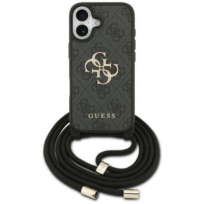 Guess 4G Big Logo Cord Strap Crossbody Case für iPhone 17 - Schwarz