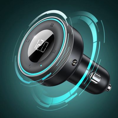 13. Baseus Enjoy FM Transmitter Autoladegerät LED 2x USB / 3,5mm Klinke kabellos MP3 Player Bluetooth 5.0 3.4A schwarz (CCLH-01)
