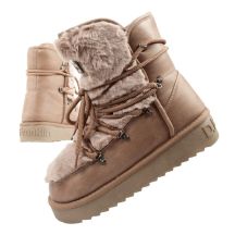 D.Franklin Damen Winter Schneestiefel, modisches Fellfutter, braun hoch