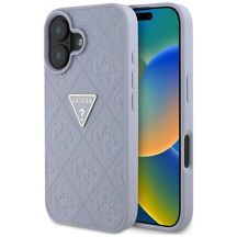 Guess Hot Stamp 4G Pattern Triangle Metal Logo iPhone 16 Hülle - Lila