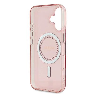 7. Guess IML Strassstein-MagSafe-Hülle für iPhone 16 Plus – Pink