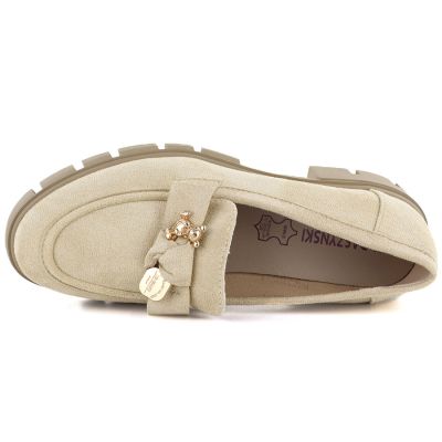 4. Damen-Wildlederschuhe mit Verzierung, beige M.Daszyński MR23106