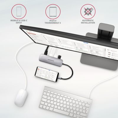 5. Axagon HMC-HCR3A 3x USB-A + HDMI + SD/microSD USB-C 3.2 Gen 1 Hub, 20 cm, kabelgebunden, USB 3.2 Gen 1 (3.1 Gen 1), Typ-C, Grau