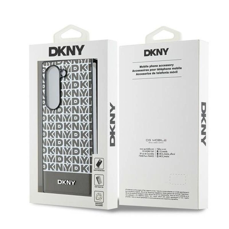 7. DKNY Repeat Pattern Bottom Stripe Hülle für Samsung Galaxy Z Fold 6 – braun
