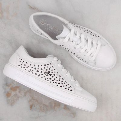 35. Rieker W RKR641 Leder Komfortschuhe weiß