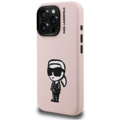 2. Karl Lagerfeld Silikon-MagSafe-Hülle mit Karl-Sketch-Motiv für iPhone 16 Pro Max – Pink