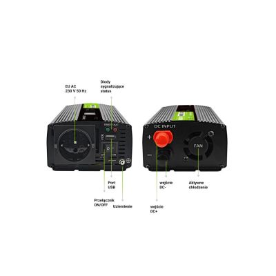 18. Green Cell LCD-Wechselrichter 12V/230V 500W/1000W Reiner Sinus INVGC12P500LCD