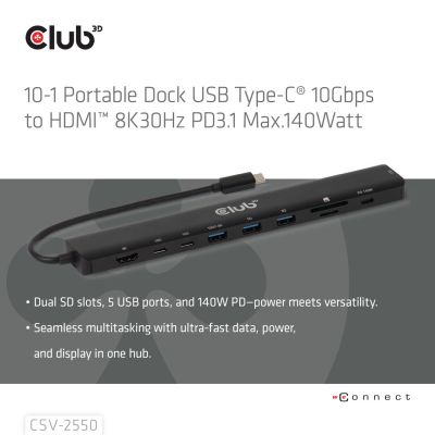 7. NB ACC 10-in-1 USB-C 140W Dockingstation CSV-2550 CLUB3D