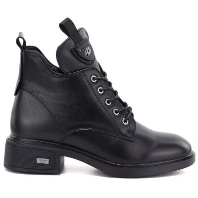 2. Schwarze Damen-Lederstiefeletten mit Absatz Vinceza 133145