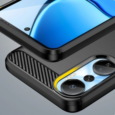 6. Carbon Case Hülle für Infinix Hot 20 flexible Silikon Carbon Hülle schwarz