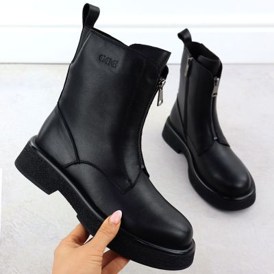 2. Schwarze Damen-Ankle-Boots aus Leder, Goe SS2N4145