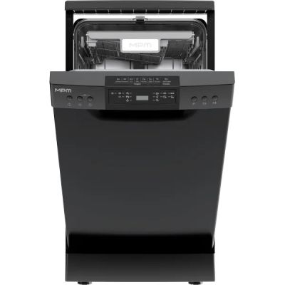 Freistehender Geschirrspüler MPM-45-ZMF-02, schwarz, 45 cm, automatische Öffnung, Aqua Stop