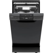 Freistehender Geschirrspüler MPM-45-ZMF-02, schwarz, 45 cm, automatische Öffnung, Aqua Stop