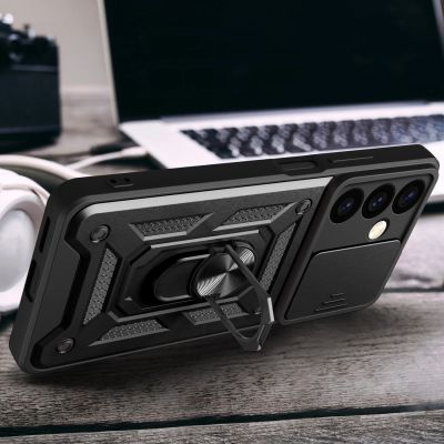 9. Hybrid Armor Camshield Panzerhülle für Samsung Galaxy S24+ mit Kameraabdeckung – Schwarz