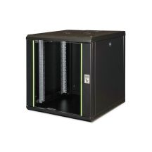 Digitus Unique 19" 12U 600x600 Wand-Netzwerkschrank, Glastür, schwarz, ungeteilt, montiert, 100 kg