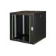 Digitus Unique 19" 12U 600x600 Wand-Netzwerkschrank, Glastür, schwarz, ungeteilt, montiert, 100 kg