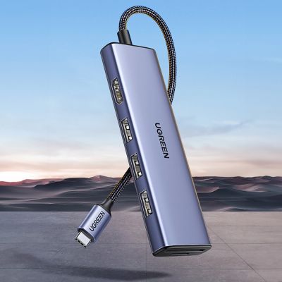 5. HUB Ugreen CM511 20956A 6in1 USB-C – HDMI / 3x USB-A 3.0 / SD/TF-Kartenleser – Grau