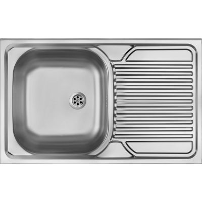 Einzelbecken-Spülbecken aus Edelstahl mit Abtropffläche auf der rechten Seite - Overlay ZM5 311P 5907650846475