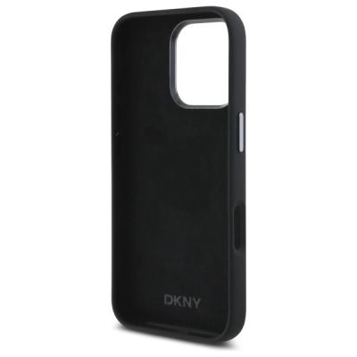 7. DKNY Liquid Silicone Metal Logo Hülle für iPhone 16 Pro Max – Schwarz