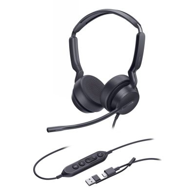 3. Yealink UH42 Dual UC USB-C/A Headset mit Kabel und Kopfbügel für Anrufe und Musik, USB Typ-C / USB Typ-A, Schwarz