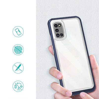 2. Klare 3in1 Hülle für Samsung Galaxy A03s (166) Rahmen Gel Cover Blau