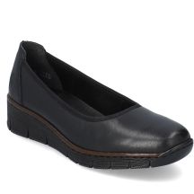Rieker 53755-00 Damen-Keilschuhe aus Leder, bequem, schwarz