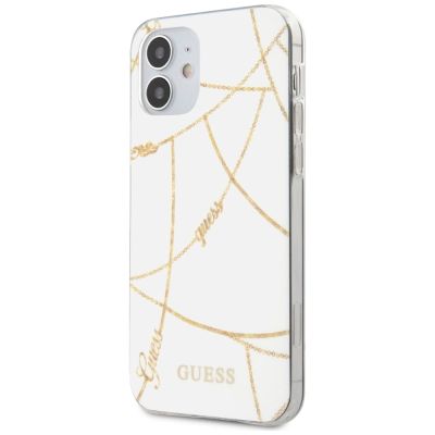 2. Guess, GUHCP12SPCUCHWH iPhone 12 mini 5,4" weiß/weißes Hardcase Gold Chain Collection