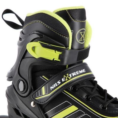 7. NILS EXTREME NH18191 2IN1 ROLLSCHUHE SCHWARZ-LIMETTE GRÖSSE M (34-38) MIT AUSTAUSCHBARER HOCKEYKUFE