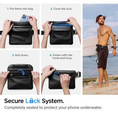 7. Spigen Aqua Shield A621 wasserdichte Hüfttasche + schwimmende Tasche – Schwarz