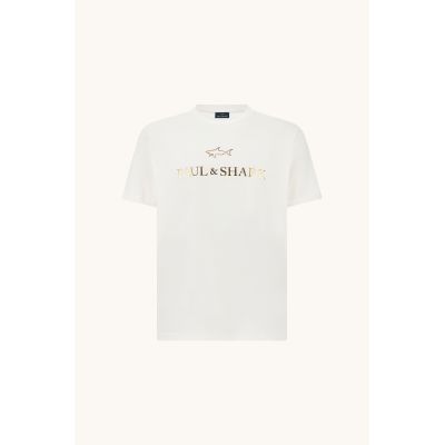 2. Paul&Shark Herren-T-Shirt aus Baumwolle, Weiß und Gold, 99311007-10E – Klassischer Schnitt, Logo