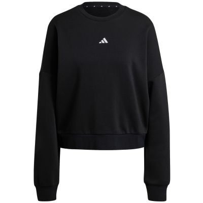 2. adidas Essentials Feelcozy Damen-Sweatshirt mit kleinem Logo, Schwarz, JC5932