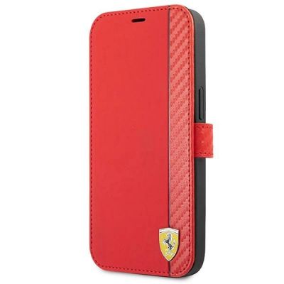 Ferrari FESAXFLBKP13SRE iPhone 13 mini 5.4" rot/rotes Buch On Track Carbon Stripe